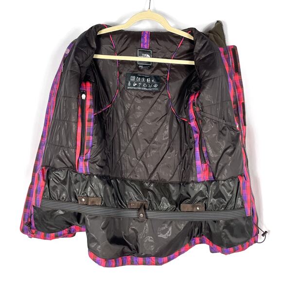 The North Face Cryptic Jacket Recco Purple Pink Plaid Hooded Hyvent Ski Sz XS - Picture 9 of 11